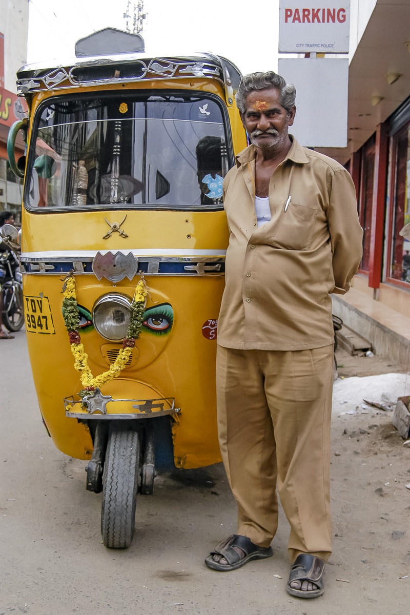 A taxi driver in Coimbatore, India