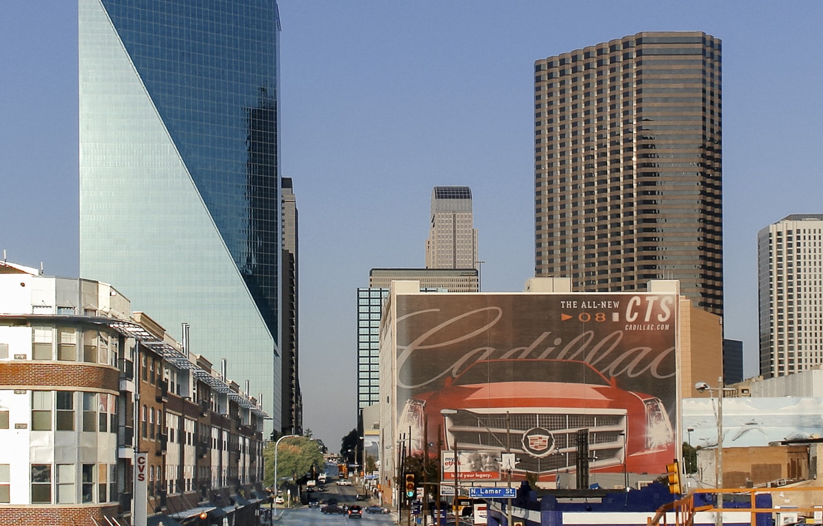 Cadillac mural advertisement and Fountain Place