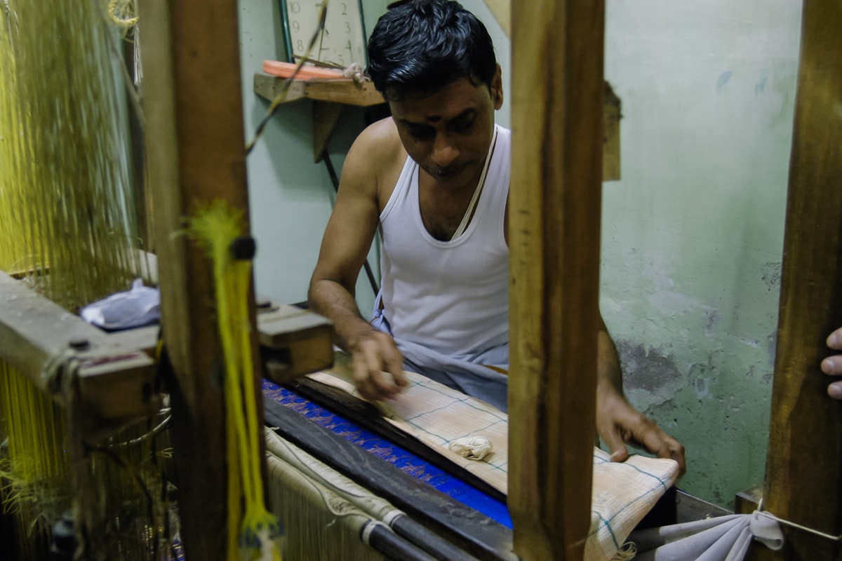 weaving silk in Kumbakonam, India