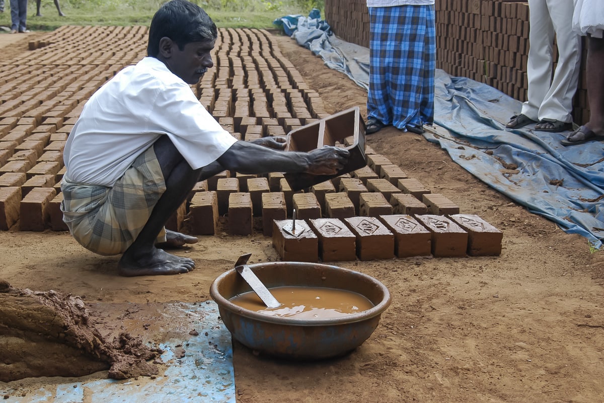 A man making bricks by hand