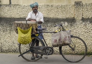 Indian Man with Bicycle in Salem, India by Matthew T Rader