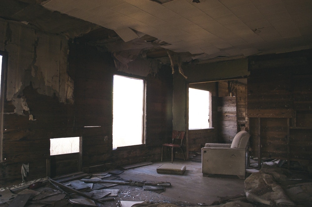 The inside of an abandoned home