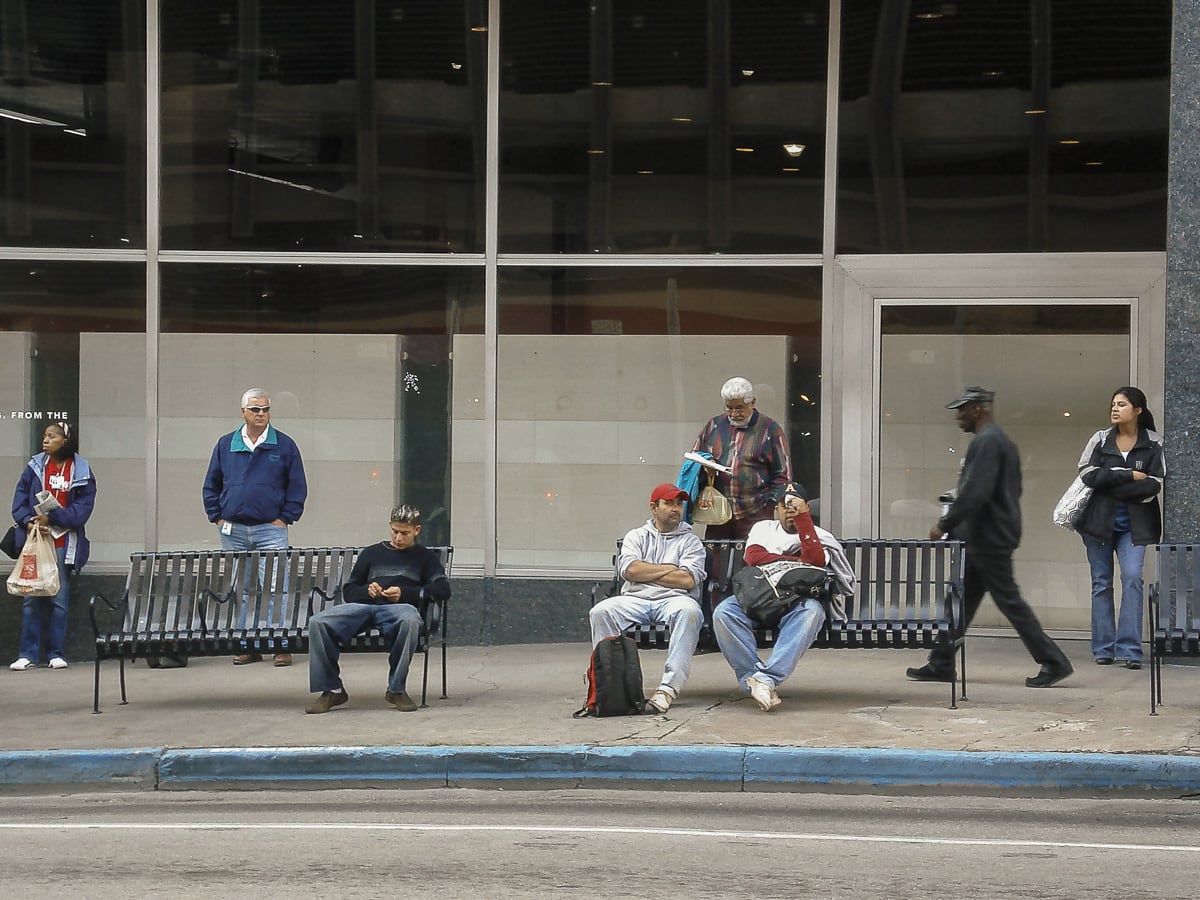 People waiting for the bus in Dallas