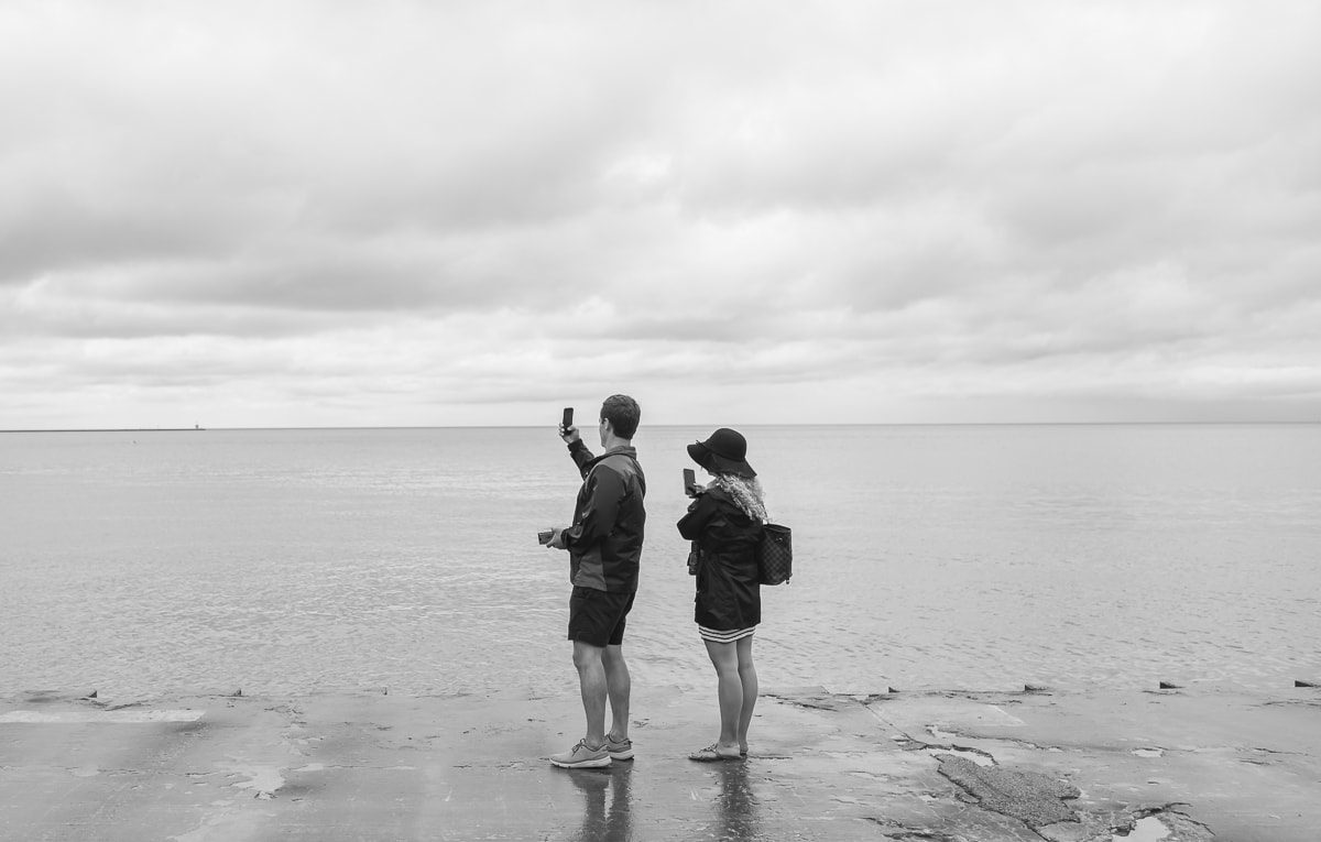 A couple taking a selfie