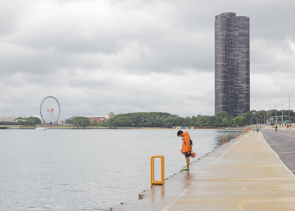 A lifeguard at Chicago Beach in Chicago Illinois