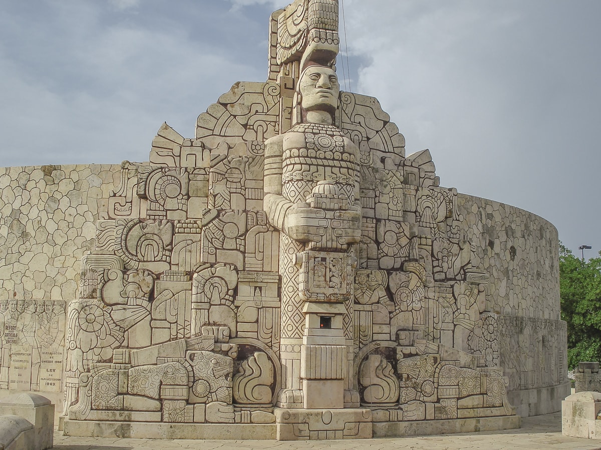 A Mayan inspired monument in downtown