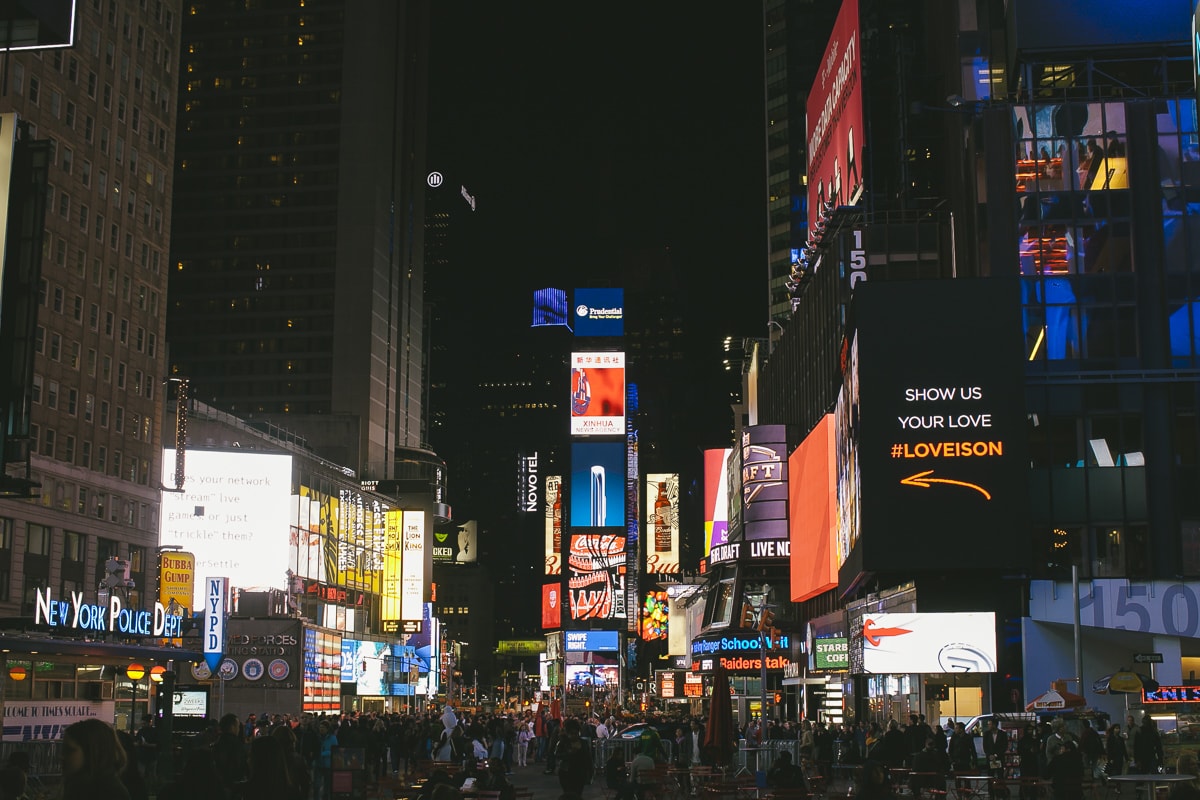Times Square at night in NYC