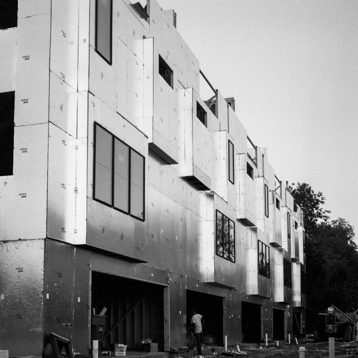 A row of townhouses under construction
