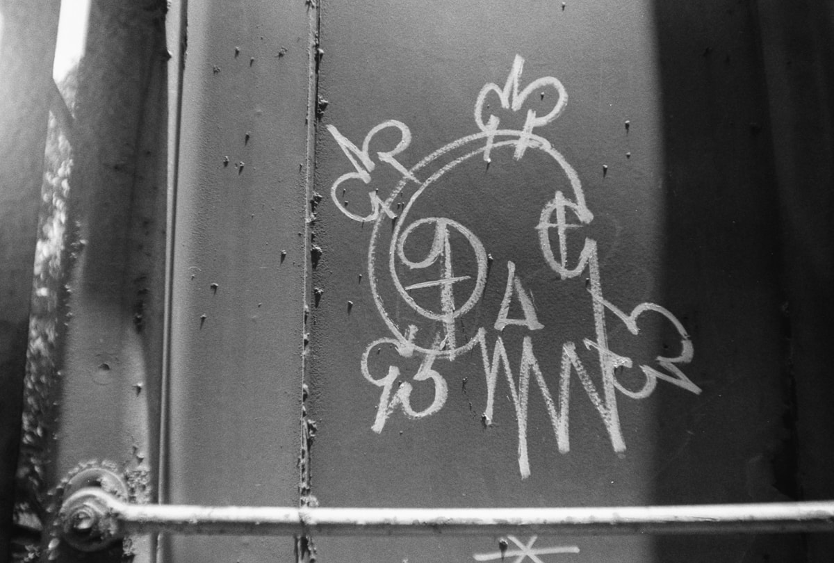 Graffiti on an abandoned rail car in Addison, Texas