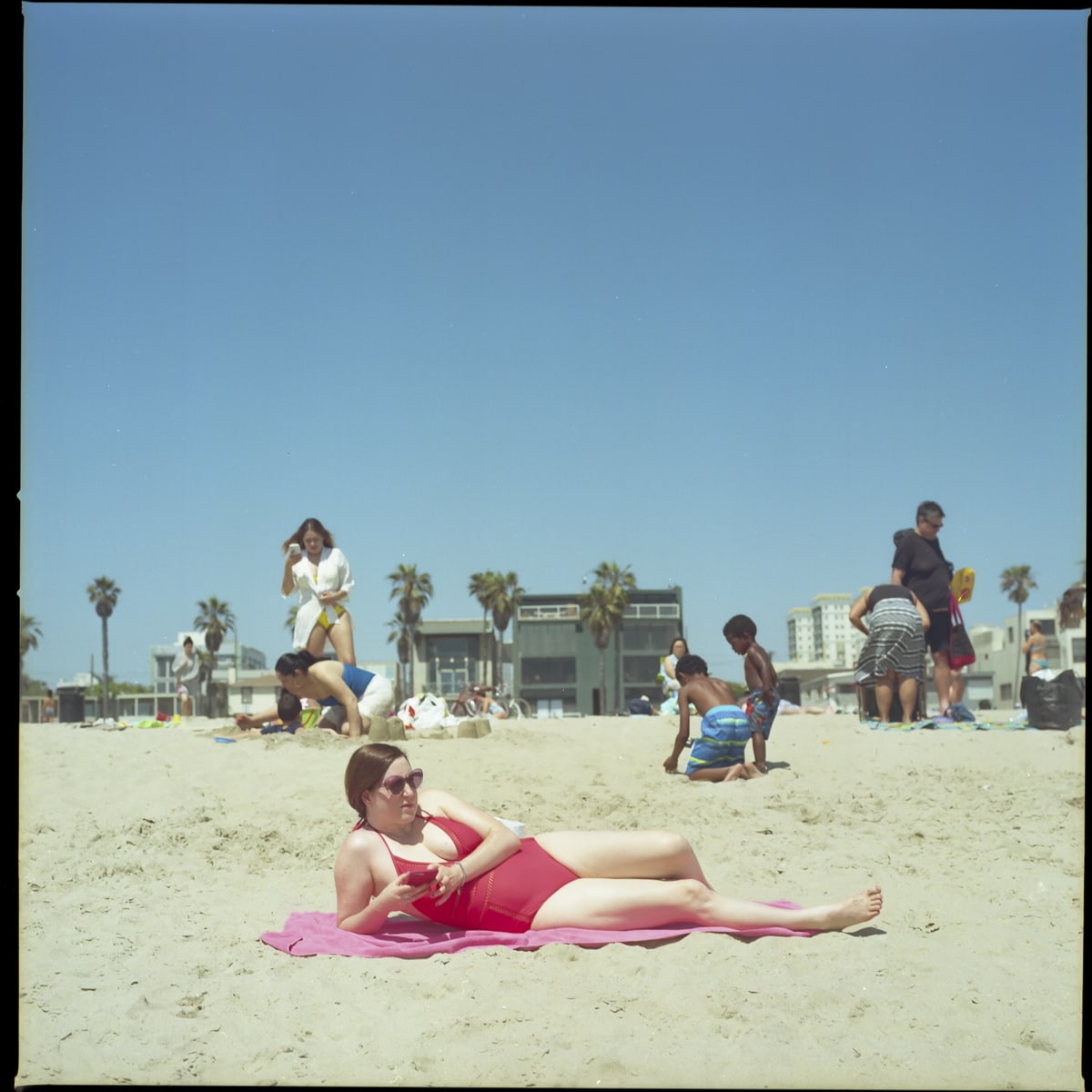 A woman relaxing on the beach