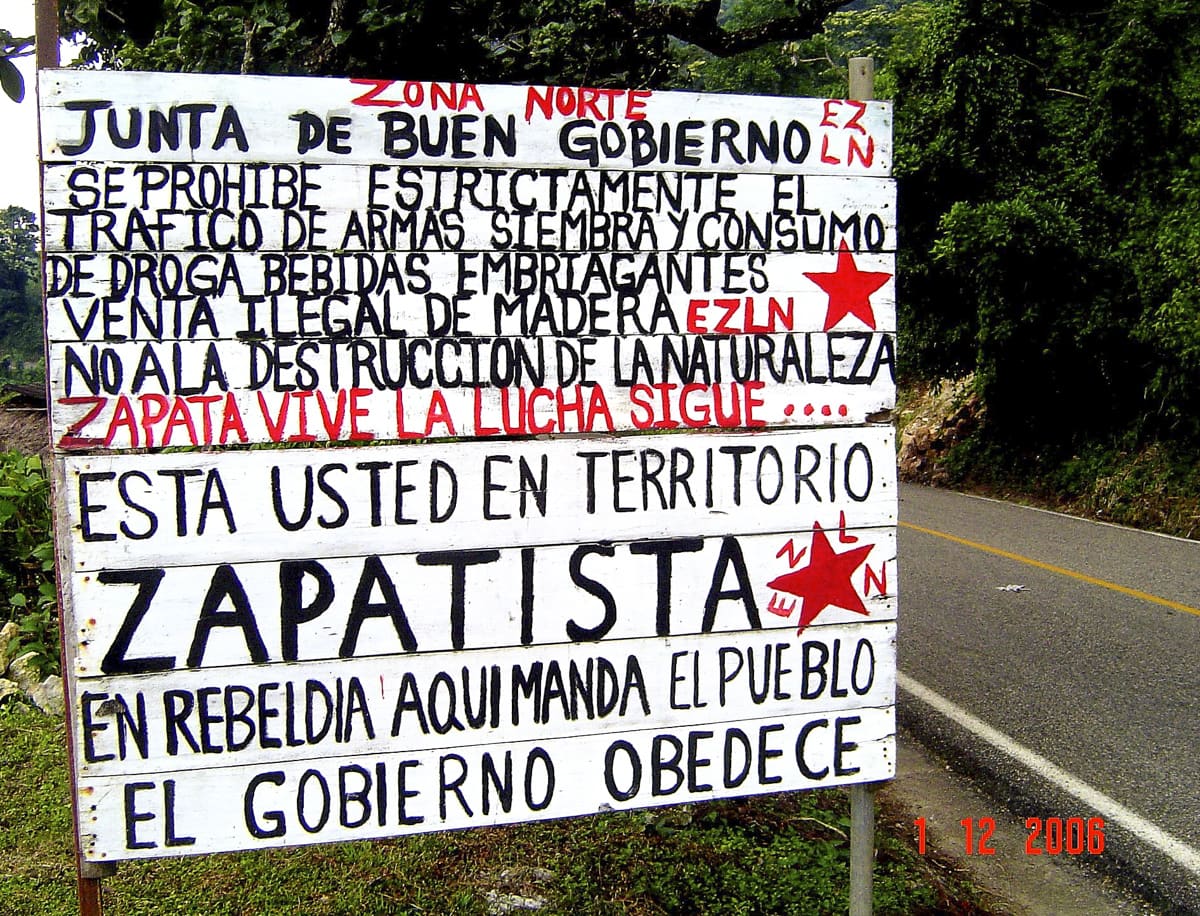 Zapatistas Territory sign in Chiapas, Mexico