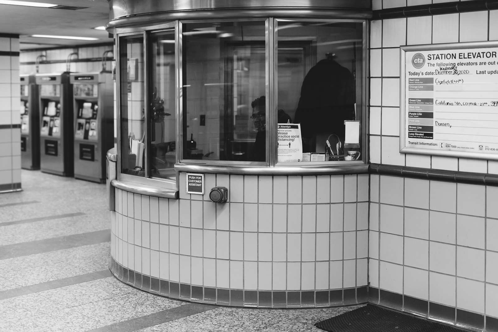 Ticket counter for the L train in Chicago