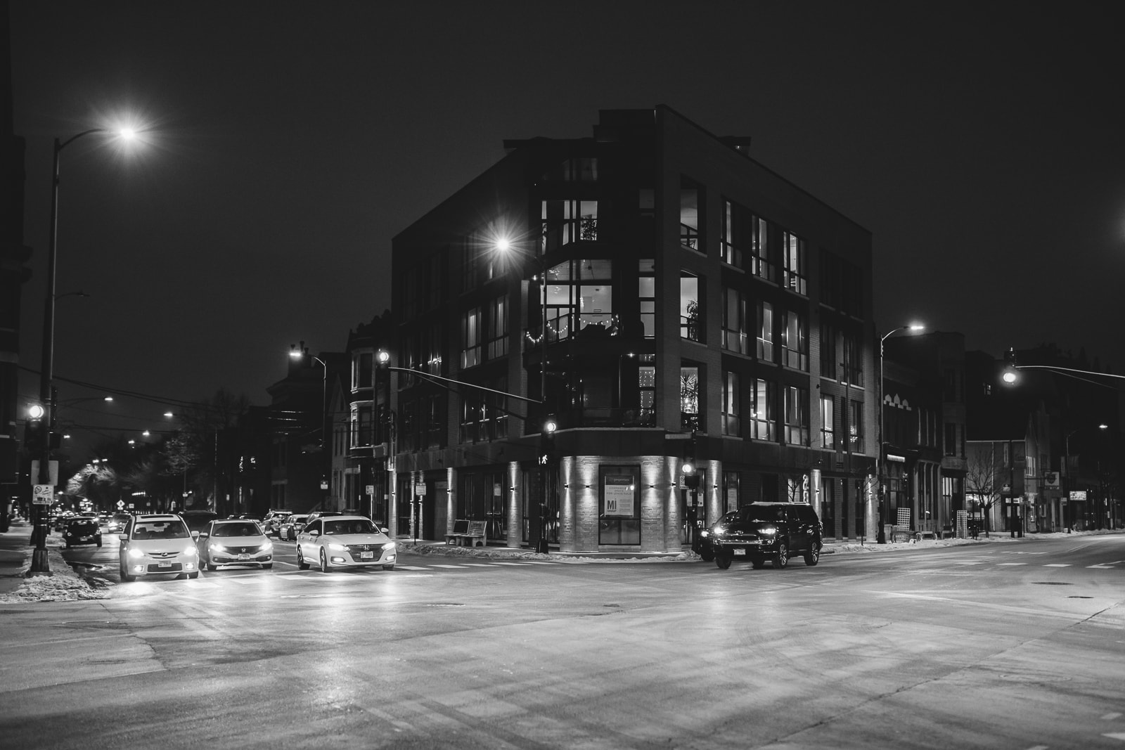 The empty streets of Chicago at Night, 2020