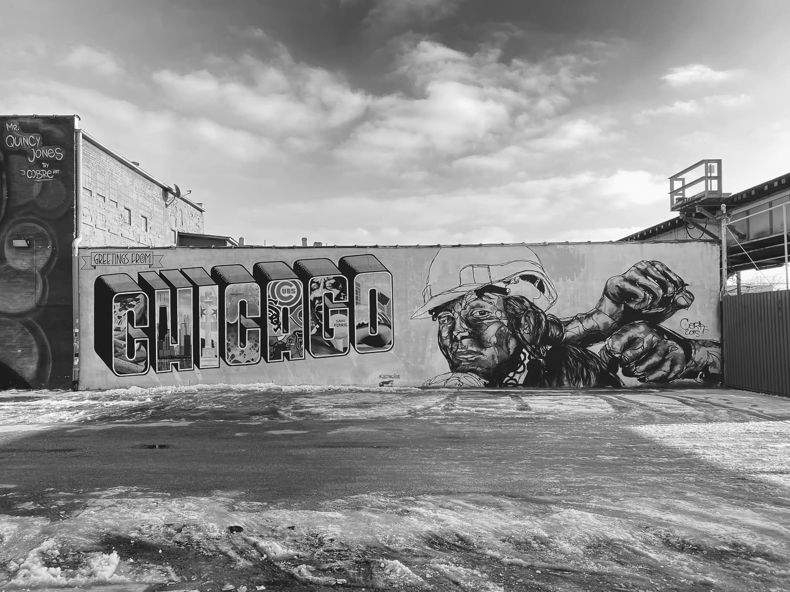 A mural in the empty streets of Chicago