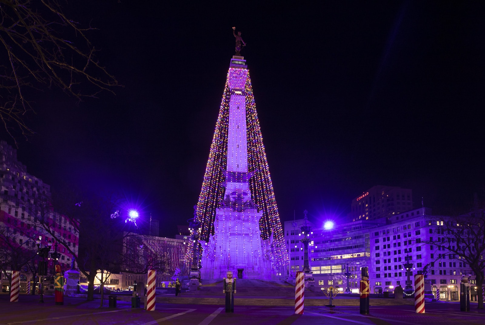 The "World's Largest Christmas Tree" In Indianapolis At Night