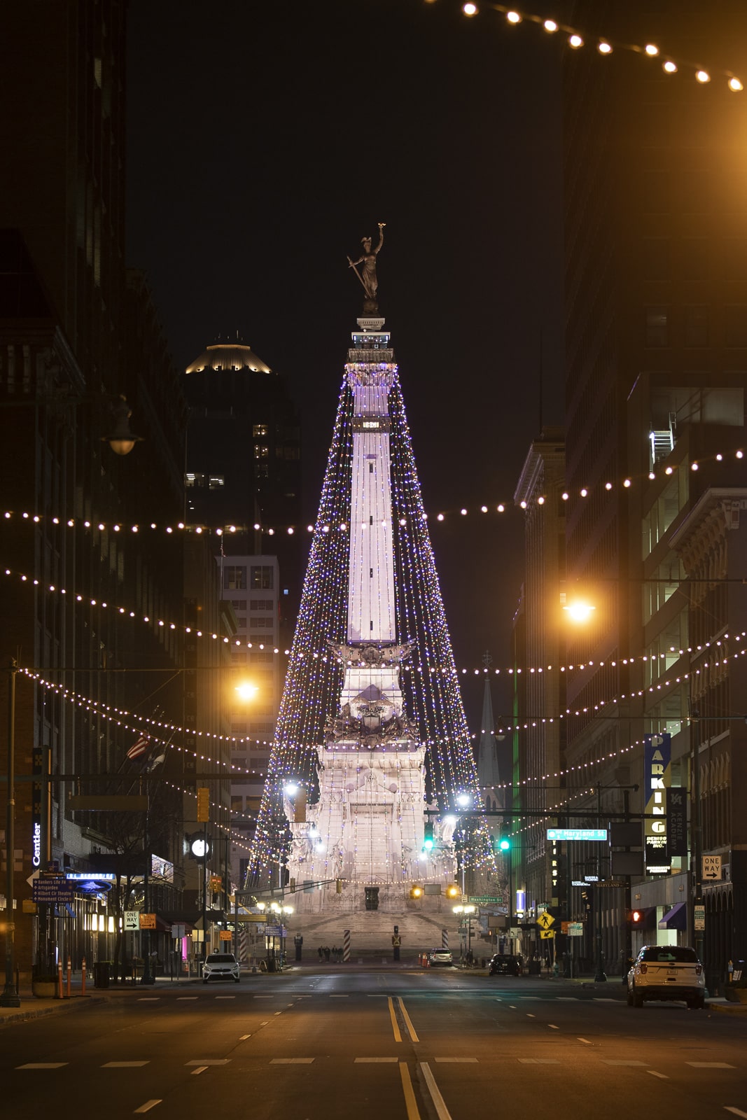 The "World's Largest Christmas Tree" In Indianapolis At Night