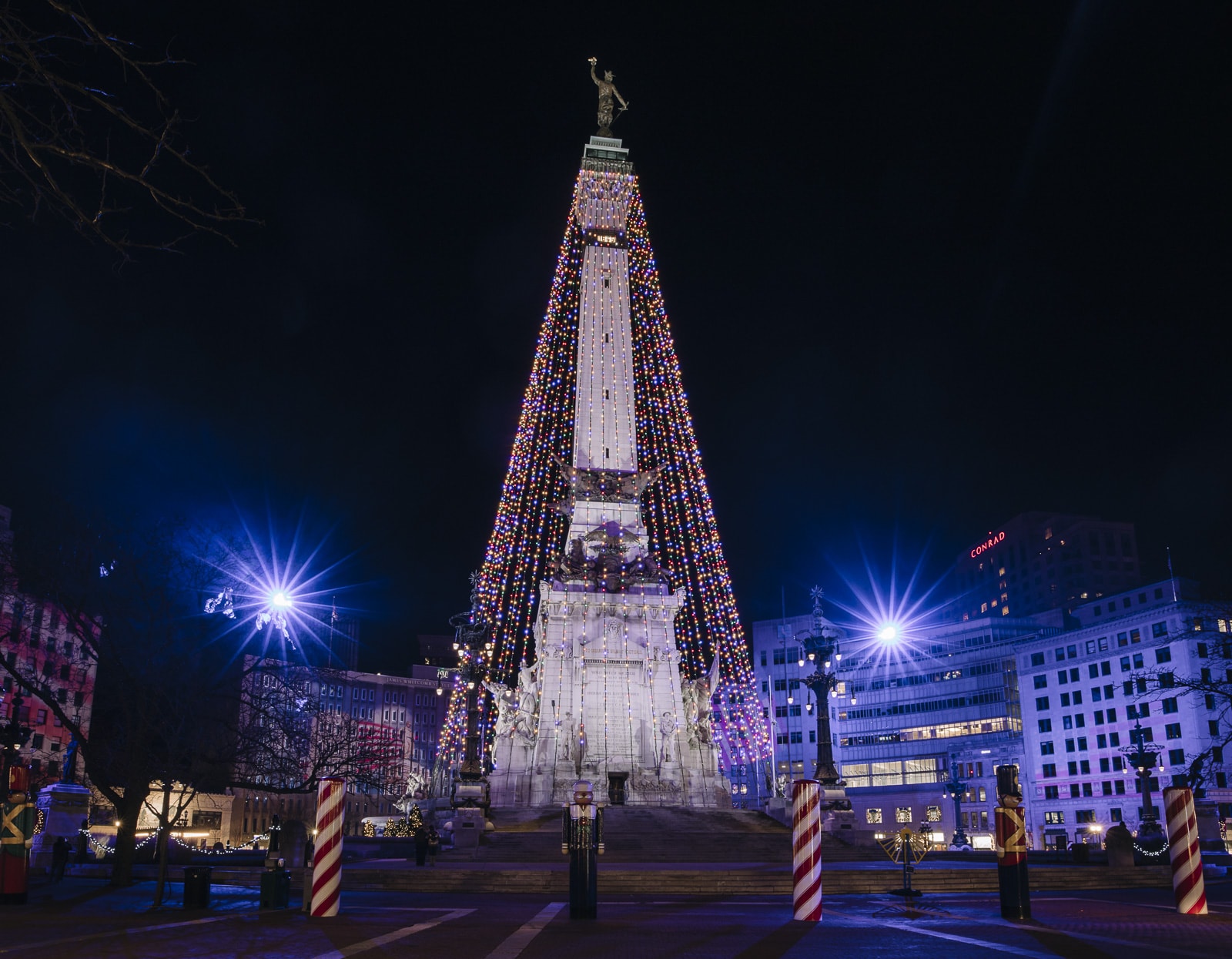 The "World's Largest Christmas Tree" In Indianapolis At Night