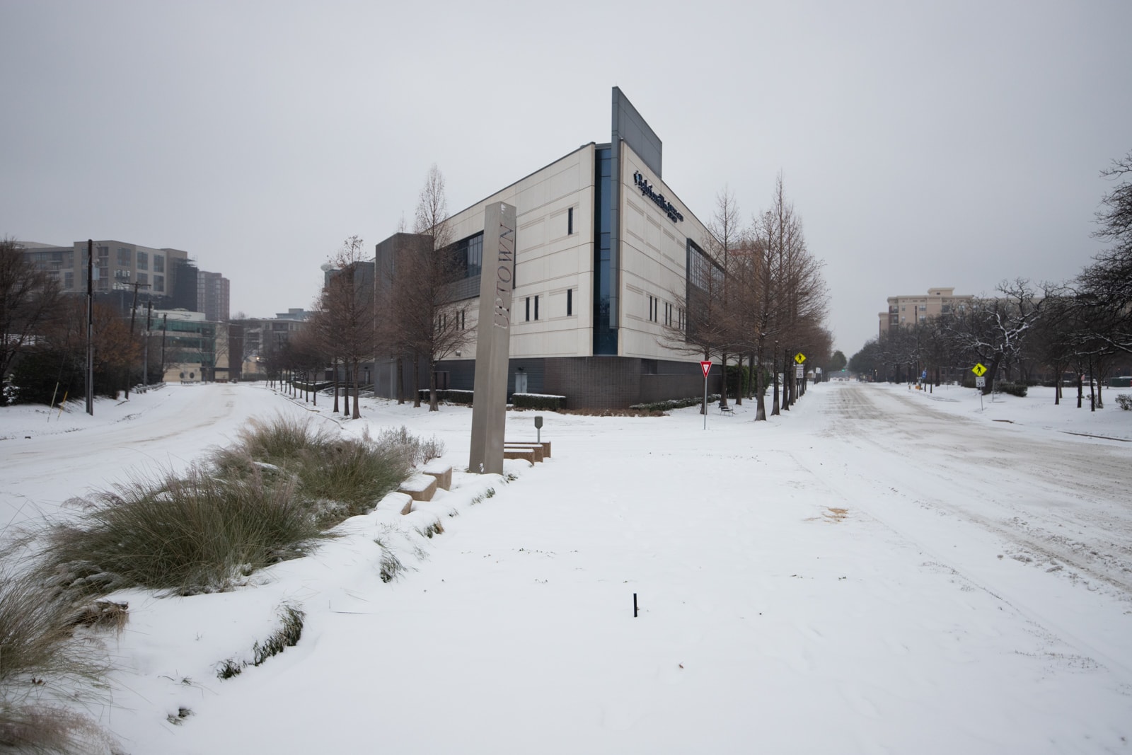 Baylor in Uptown covered with snow