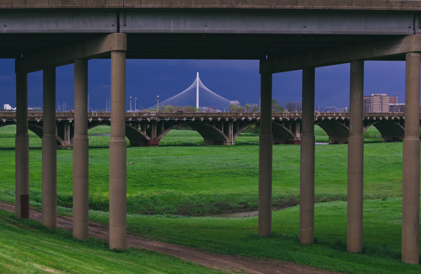Margaret Hill Bridge from the Trinity River Levee