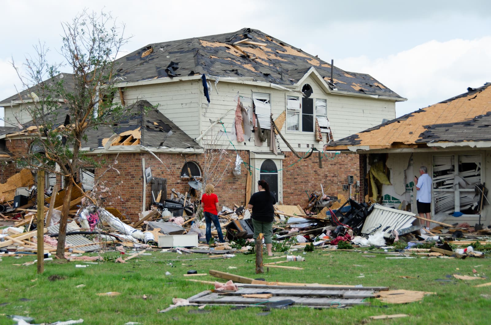 A severely damaged home