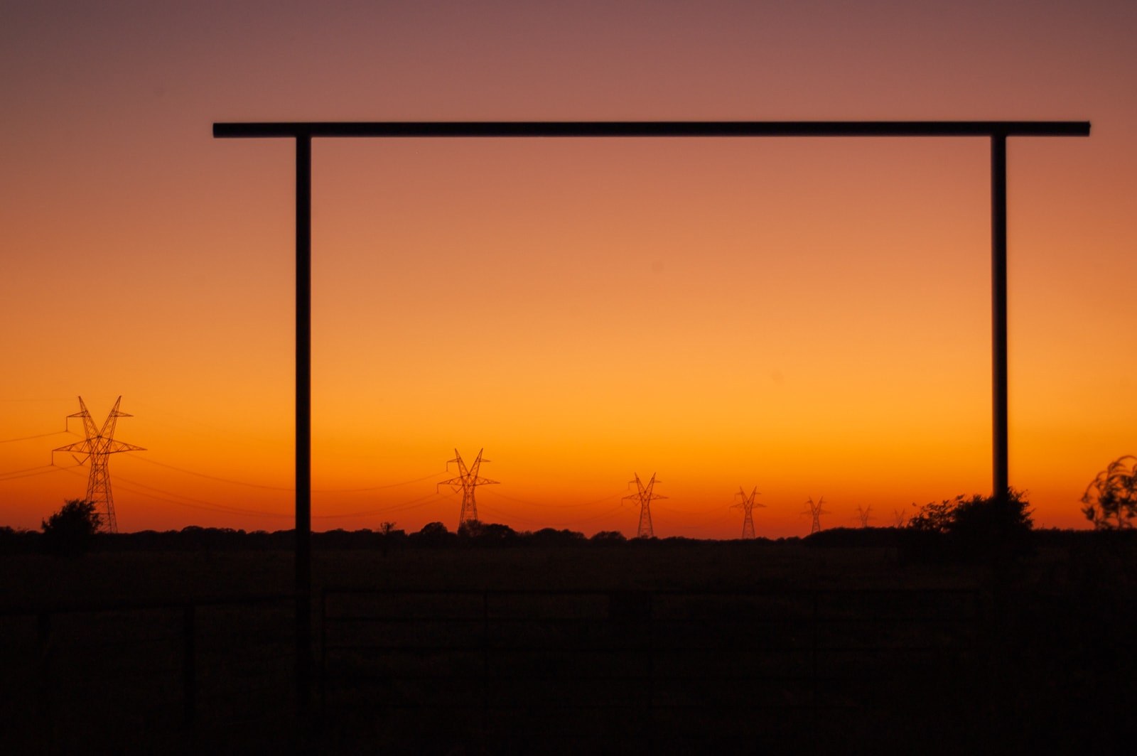 Power lines and Transmission towers at Sunset