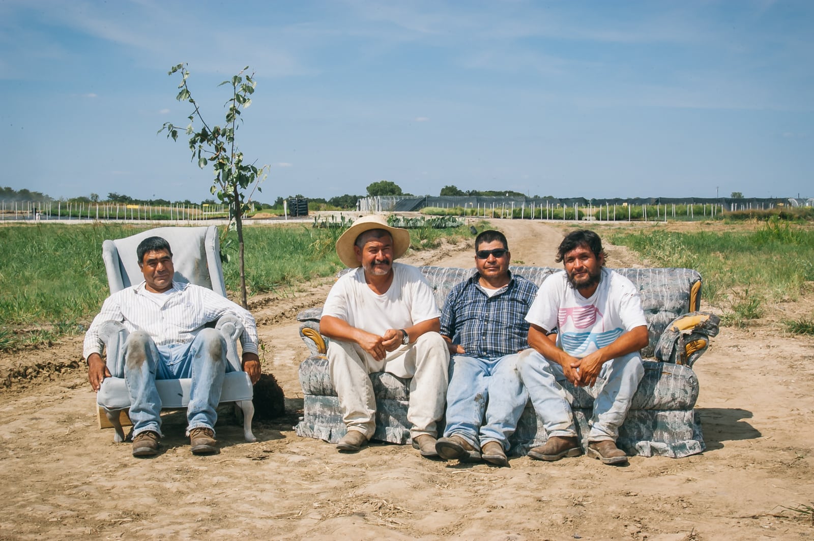Migrant farmworkers on a tree farm in East Texas