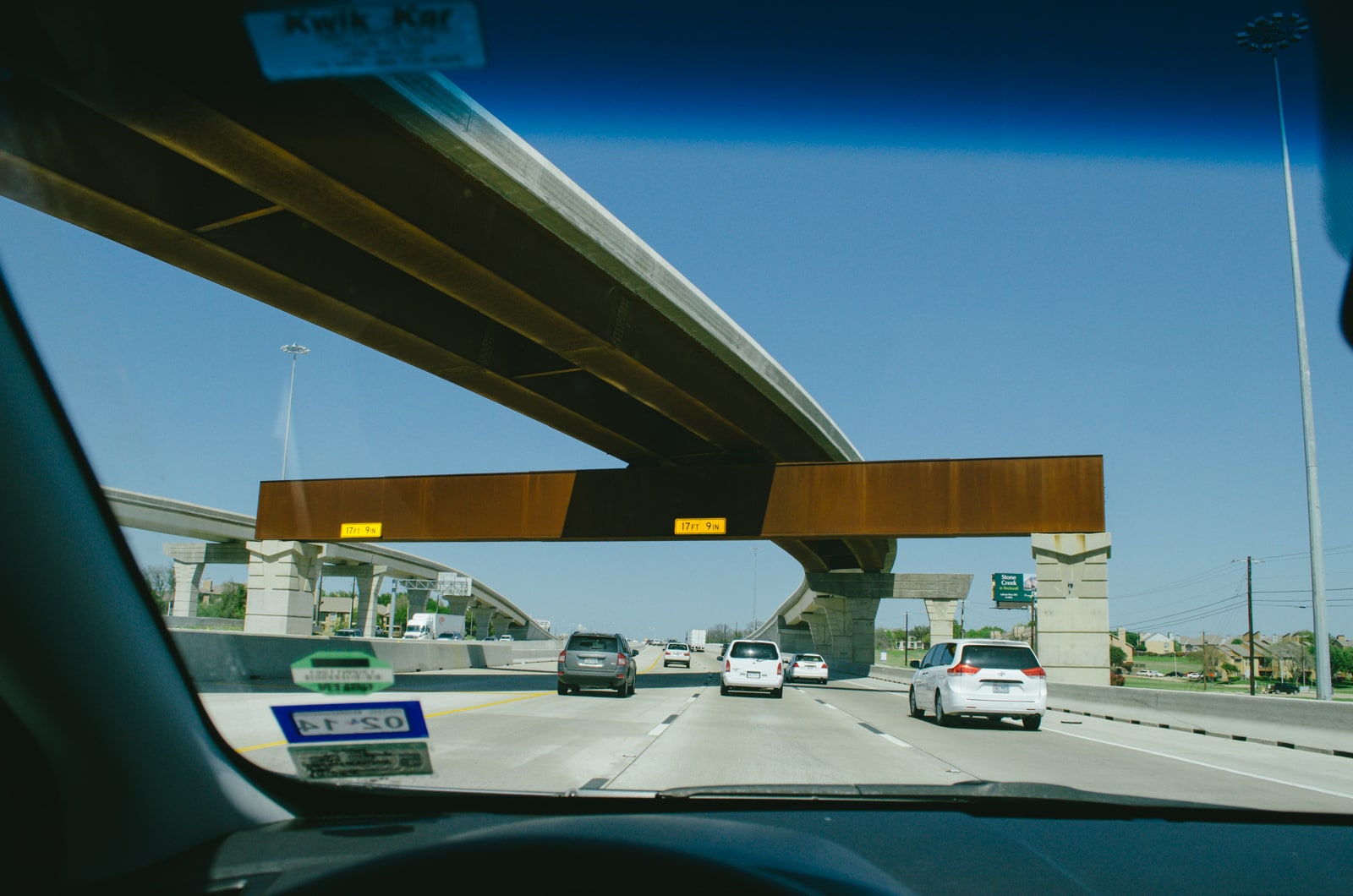Driving under a bridge on 635