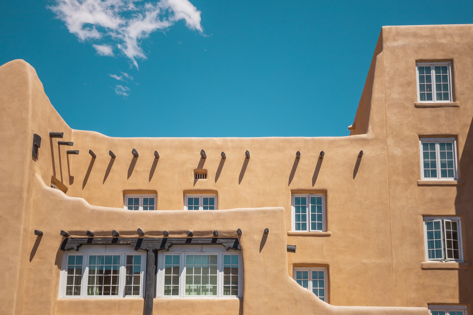 Pueblo style adobe building in Santa Fe