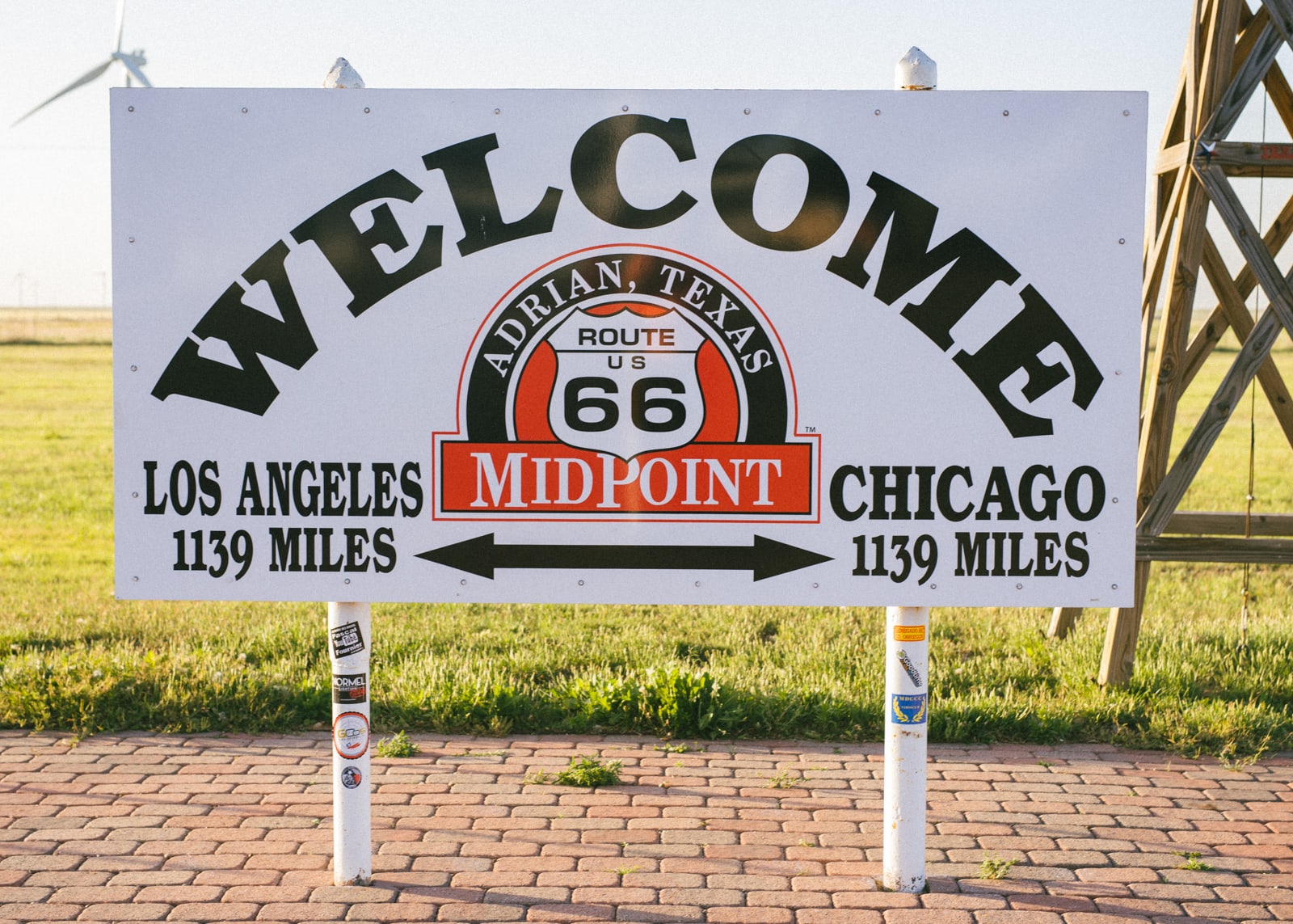 Route 66 Midpoint sign between Chicago and Los Angeles