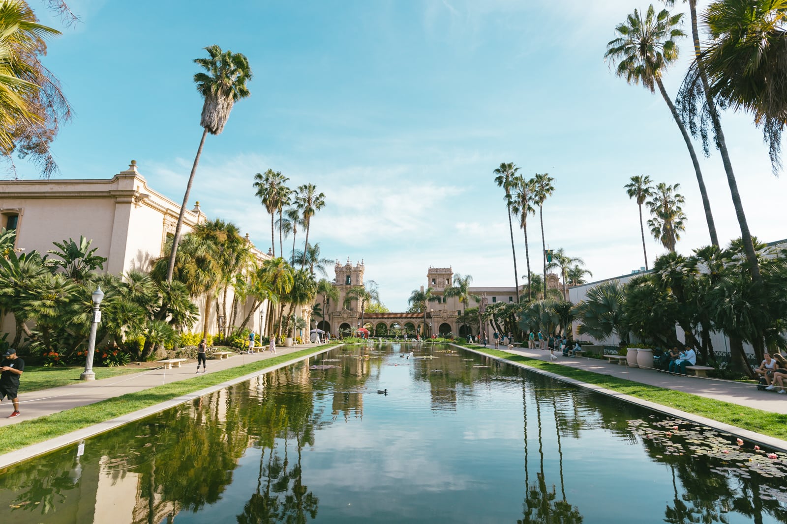 Reflection Pool also called Lily Pond at Balboa Park in San Diego, California