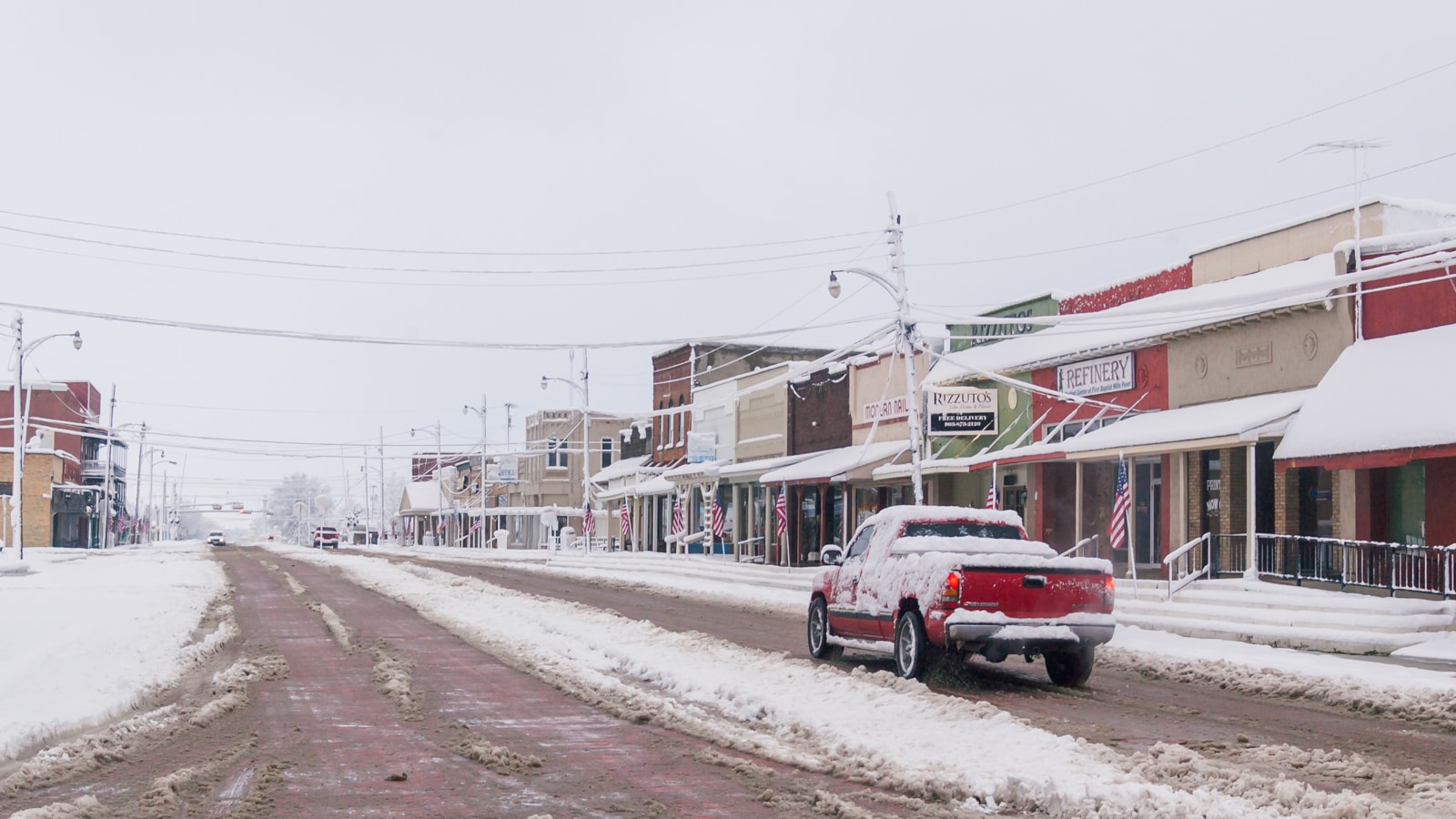 Downtown Wills Point, Texas in Snowmageddon 2010