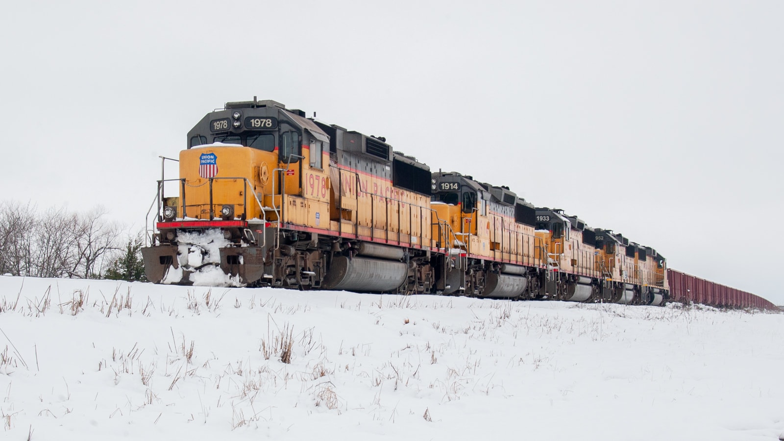 A pacific Union train in the 2010 East Texas snowstorm