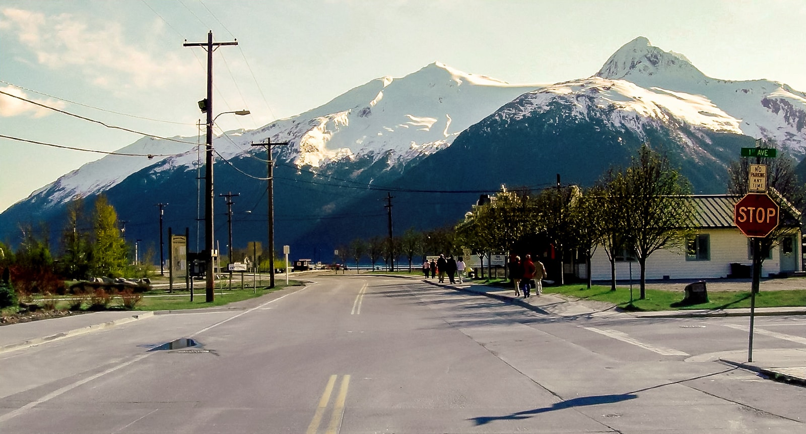 Mountains and street in Juneau Alaska 