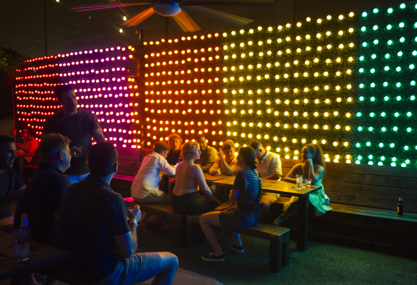 Rainey Street In Austin At Night Is Both Mysterious And Colorful