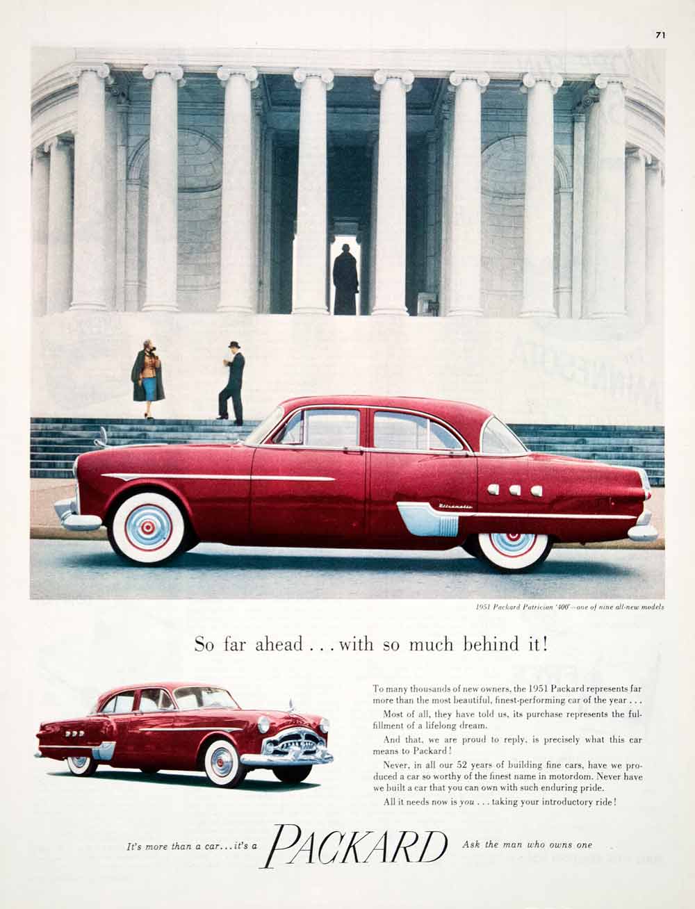 1951 Ad Packard Patrician 400 Motor Car Detroit Jefferson Memorial COLL1