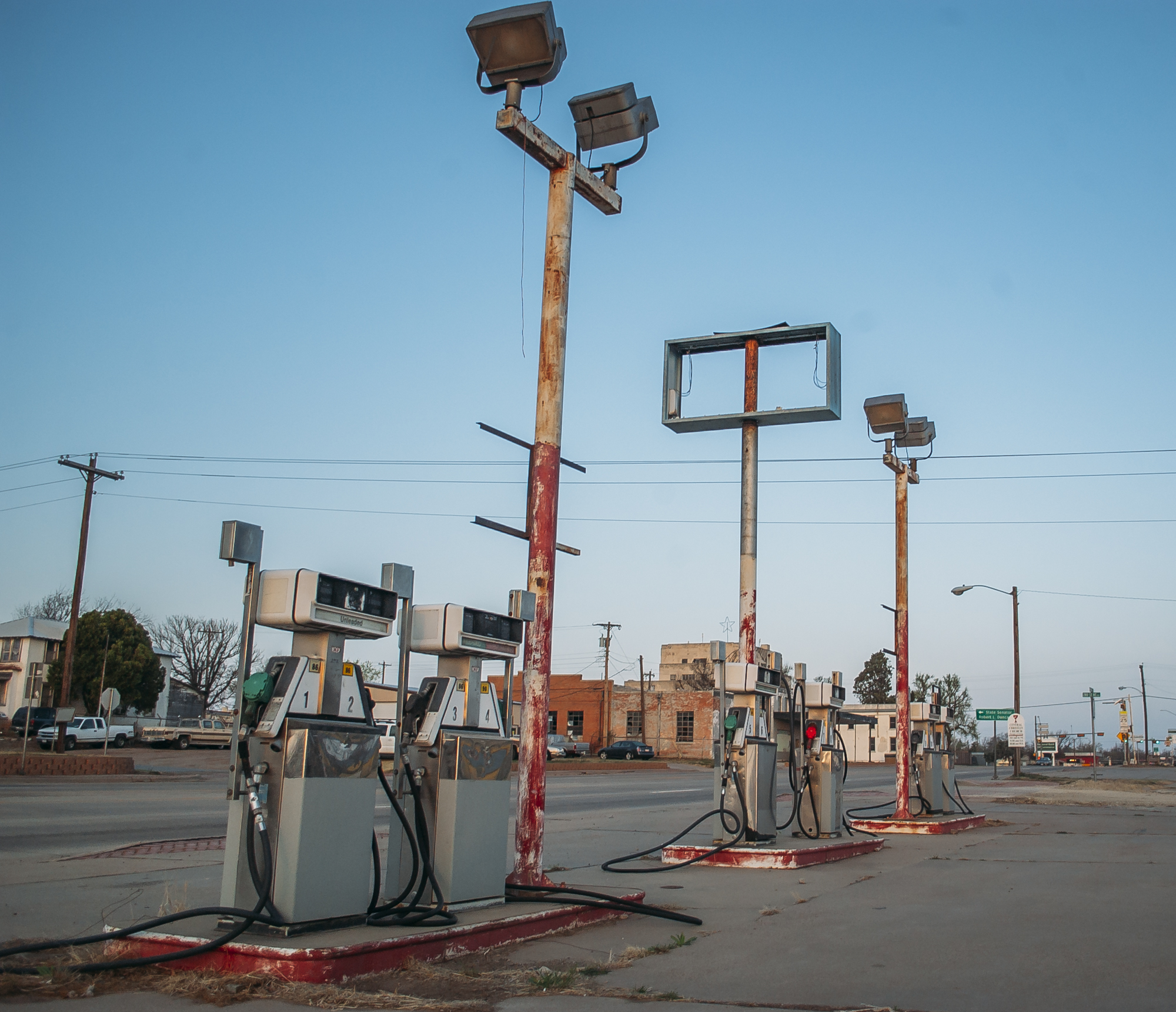 An old gas station in Childress, Texas