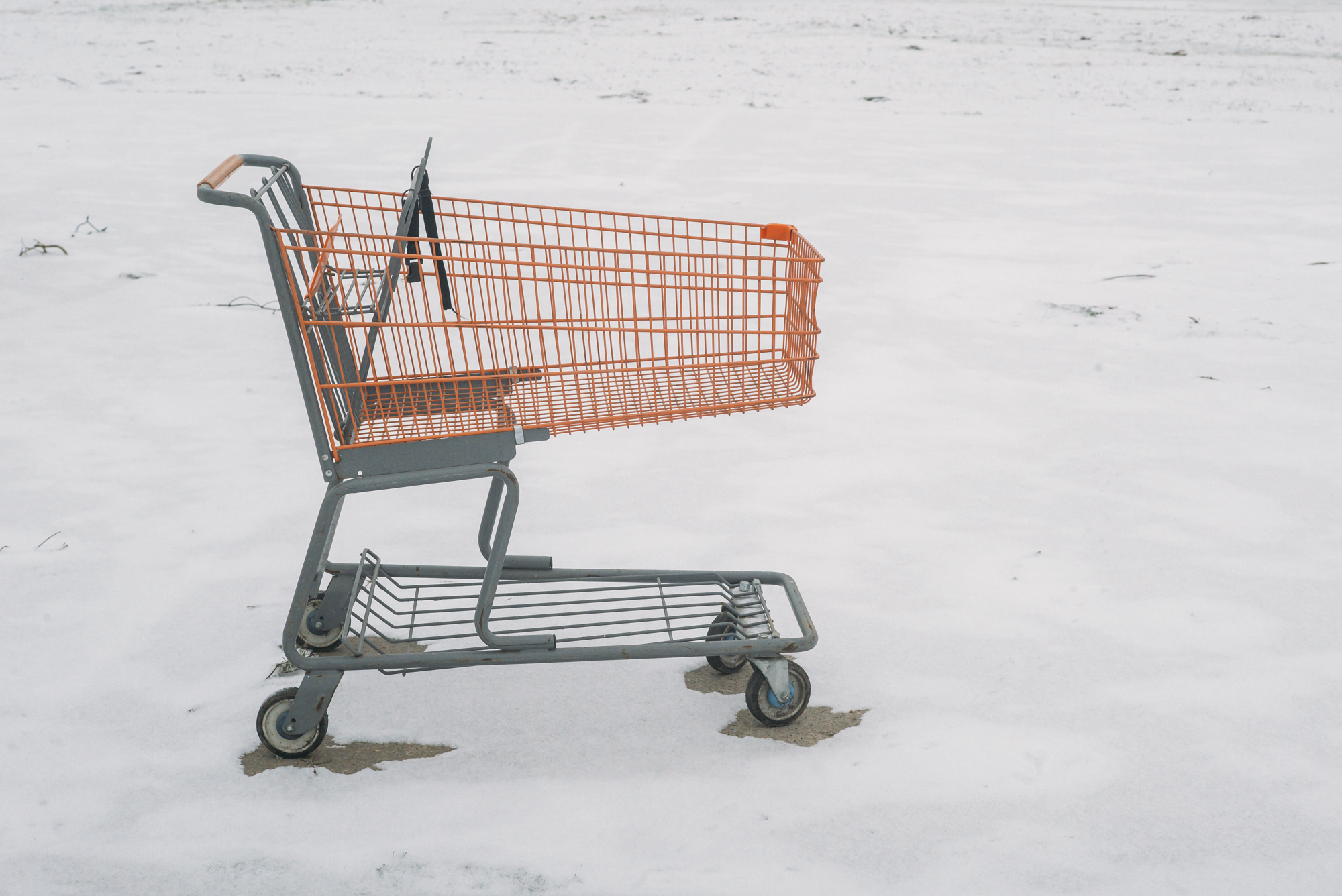 Shopping cart in the snow